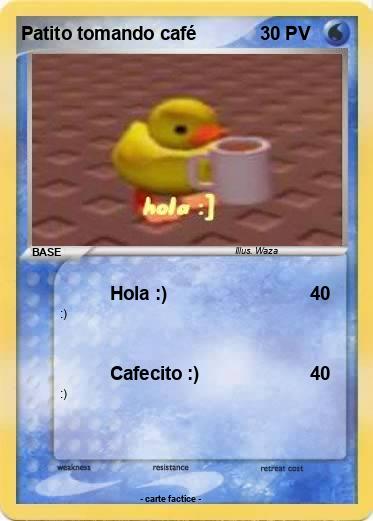 Pokemon Patito tomando café
