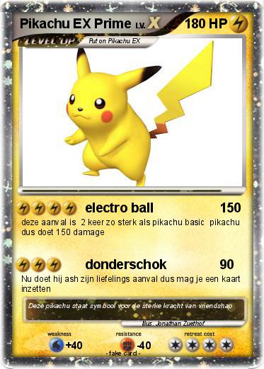 Pokémon Pikachu Ex Prime Electro Ball My Pokemon Card
