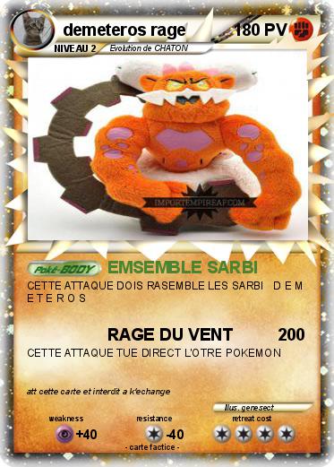 Pokémon demeteros rage - EMSEMBLE SARBI - Ma carte Pokémon